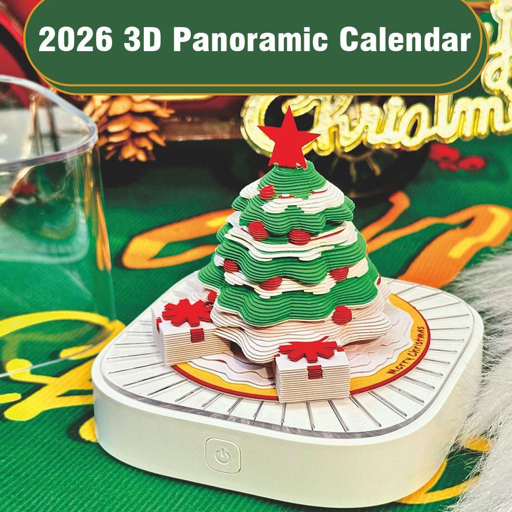 2025 Multi-functional 3d Christmas Tree House Calendar 3D Panoramic Calendar Christmas Tree Desk Calendar Note Paper