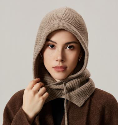 Fashionable Solid Color  Wool Balaclava Autumn And Winter Korean Style High-End Knitted Hat Simple Scarf Warm Knitted Hat
