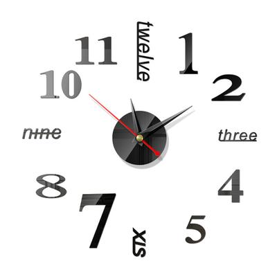 Office Home DIY Modern Style 3D Fashion Mirror Surface Wall Clock Acrylic Sticker Quartz Watches