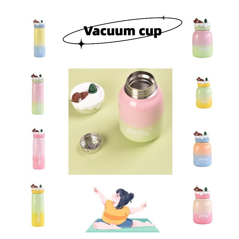 Niedlicher fauler Bär 304 Edelstahl Isolierbecher Große Kapazität Bouncing-Becher mit Strohhalm