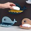 Punch-Free Self-Adhesive Soap Dish Set, Creative Whale Shape with Drain Tray, Suitable for Bathroom and Shower