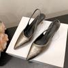 Fashion 2025 Fashion Summer Women's  Pointy Toe Kitten Heels Slingback Pumps Big Size 42 Elegant Sandal Office Lady Shoes