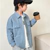 Spring and Autumn Boys New Loose Casual Solid Color Outer Shirt