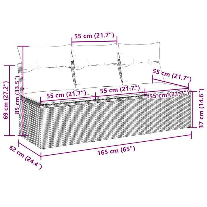 VidaXL Garden Sofa and Cushions 3 Seater, Seat with Cover, Outdoor Patio Balcony Terrace Furniture, Light Grey 366194