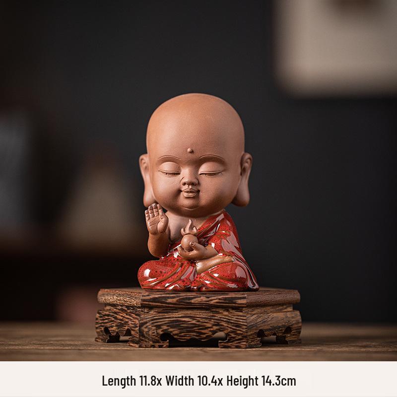 Saha Three Saints Buddha Ceramic Statue: Ksitigarbha, Tathagata, and Guanyin Tabletop Ornament