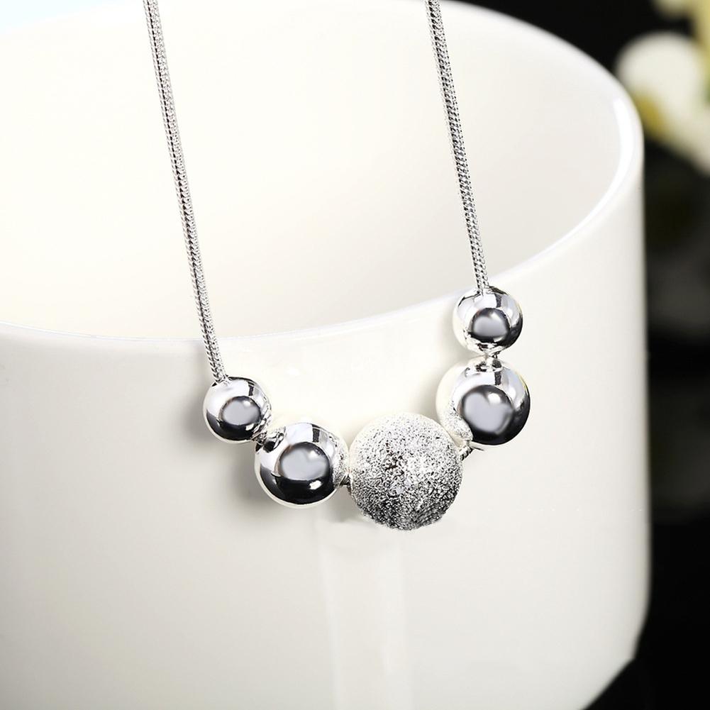 Women's Stylish Silver Plated Beads Charm Pendant Necklace Chain Jewelry Gift ADM