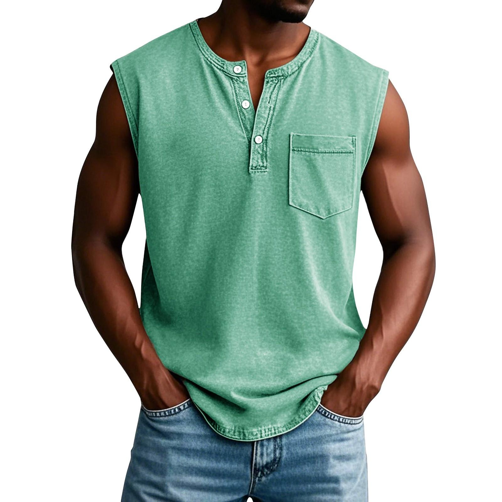 

Men s Summer Color Pocket Sports Buttons Vest Men s Sports Casual Vest XXL