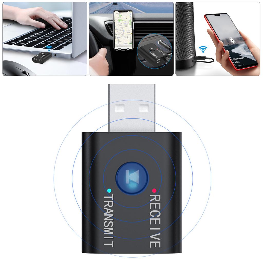Adaptateur USB Bluetooth 2 en 1, récepteur/émetteur sans fil, pour ordinateur portable, ordinateur de bureau, casque, haut-parleur