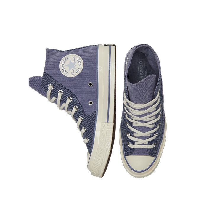 Converse 1970er Chuck Taylor All Star Hi Trendige Vielseitige Cord-Patchwork High-Top Canvas Schuhe Unisex Sneaker Violett 172495C