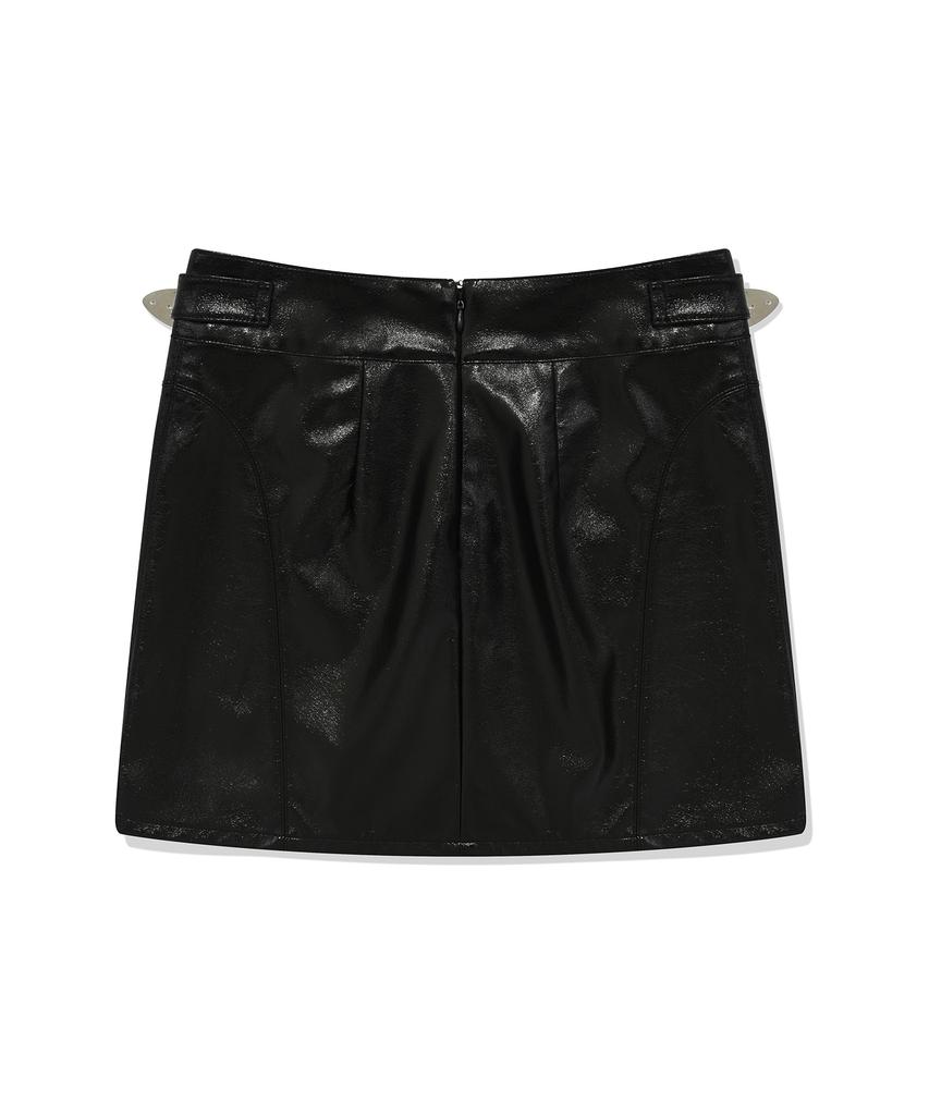 Pallet Buckle Point Tight Short Skirt Black