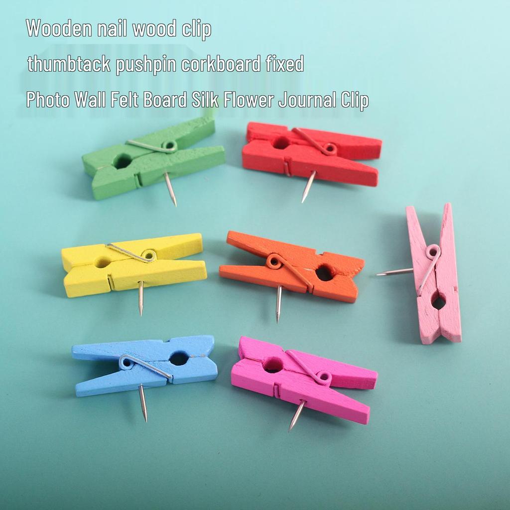 Colored Wooden Push Pins & Clothespins for Corkboards - Creative Office Stationery