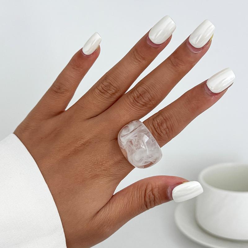 Multicolor Acrylic Resin Finger Rings for Women Simple Vintage Water Drop Shaped Rings Female Personality Jewelry