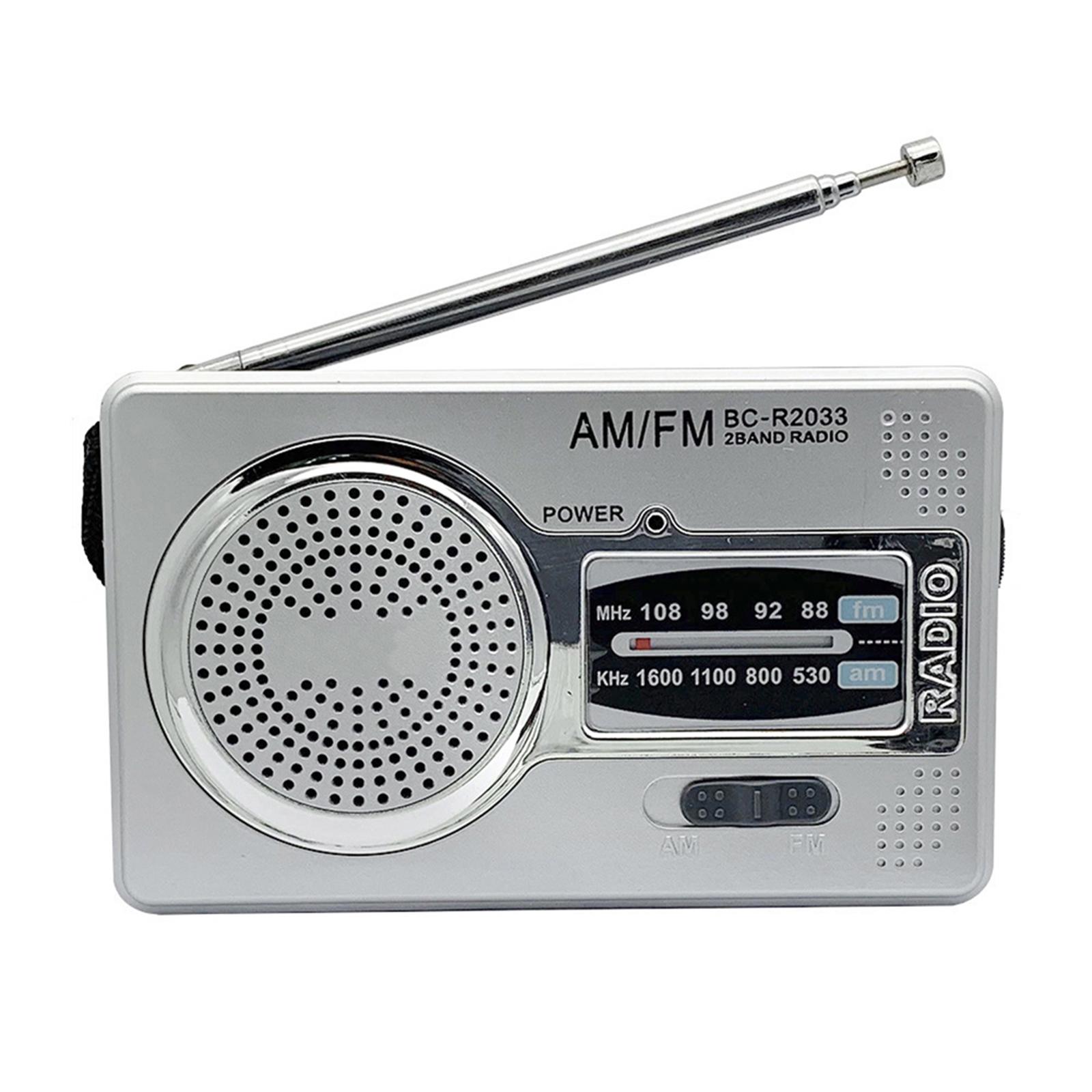 

Портативное радио с громким динамиком AM FM радио Карманное радио Радио на батарейках Подарки для пожилых людей серебряный