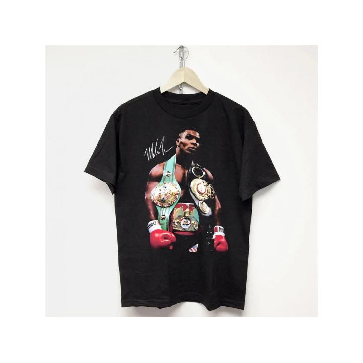 T-shirt Grafica da Boxe da Uomo - T-shirt in cotone nera con design colorato di cintura da campionato e ring, vestibilità regolare, manica corta, casual (dimensioni