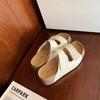 2025 New Summer Retro Leather Platform Slippers Women's Casual Soft Bottom Drag One-word Casual Non-slip Versatile