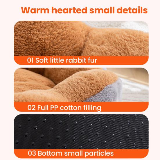 Winter Pet Bed Flower Shaped Plush Dog Bed with Anti-slip Bottom