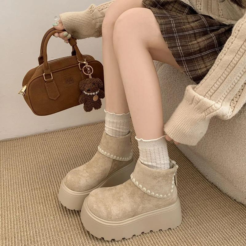 Winter Women Short Tube Warm Snow Boots Suede Comfort Warm Cotton Ankle Boots Trend Cold Resistant Women Short Boots Botas Mujer