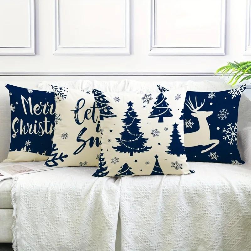 Christmas decoration pillowcase Merry Christmas Christmas tree fawn pattern suitable for home room sofa cushion cover