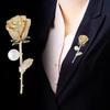 Autumn/Winter Luxurious Atmospheric Coat Accessories Chest Flowers High-end Feeling Fixed Pins Fully Inlaid Zircon Rose Brooch
