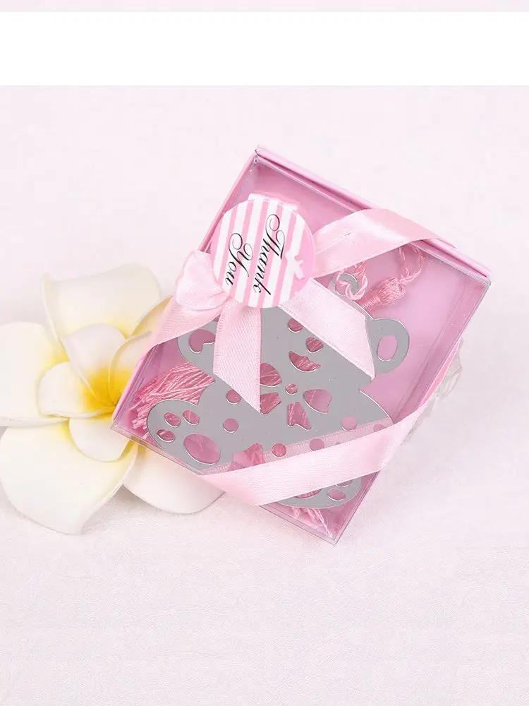 50pcs Cute Bear Design Wedding Bookmark Favors With Tassel And Gift Box Baby Shower Souvenirs Student Creative Bear Bookmark
