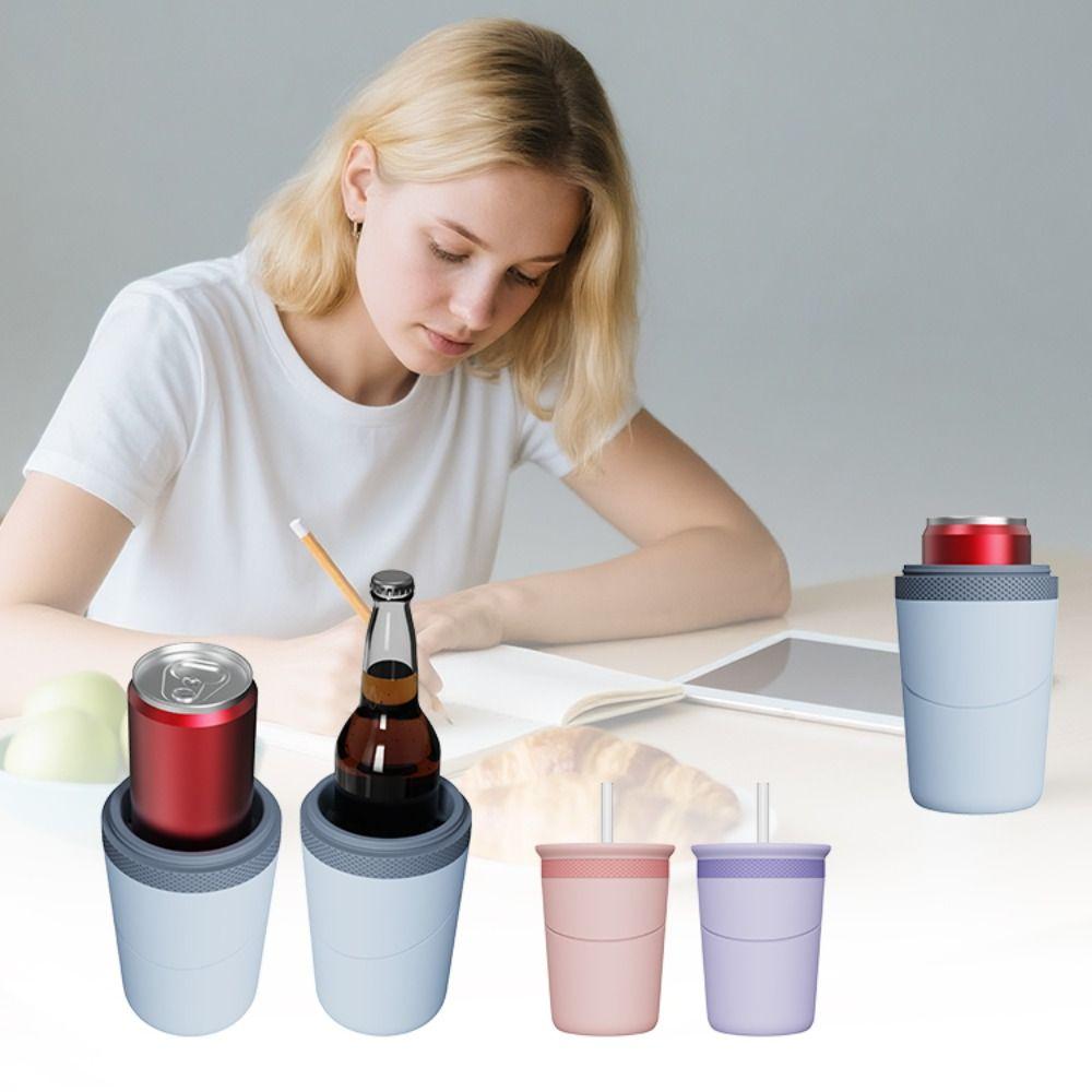 Quick Freeze Straw Cup with Ice Tray Blue Purple Pink Cold Drink Cup Summer