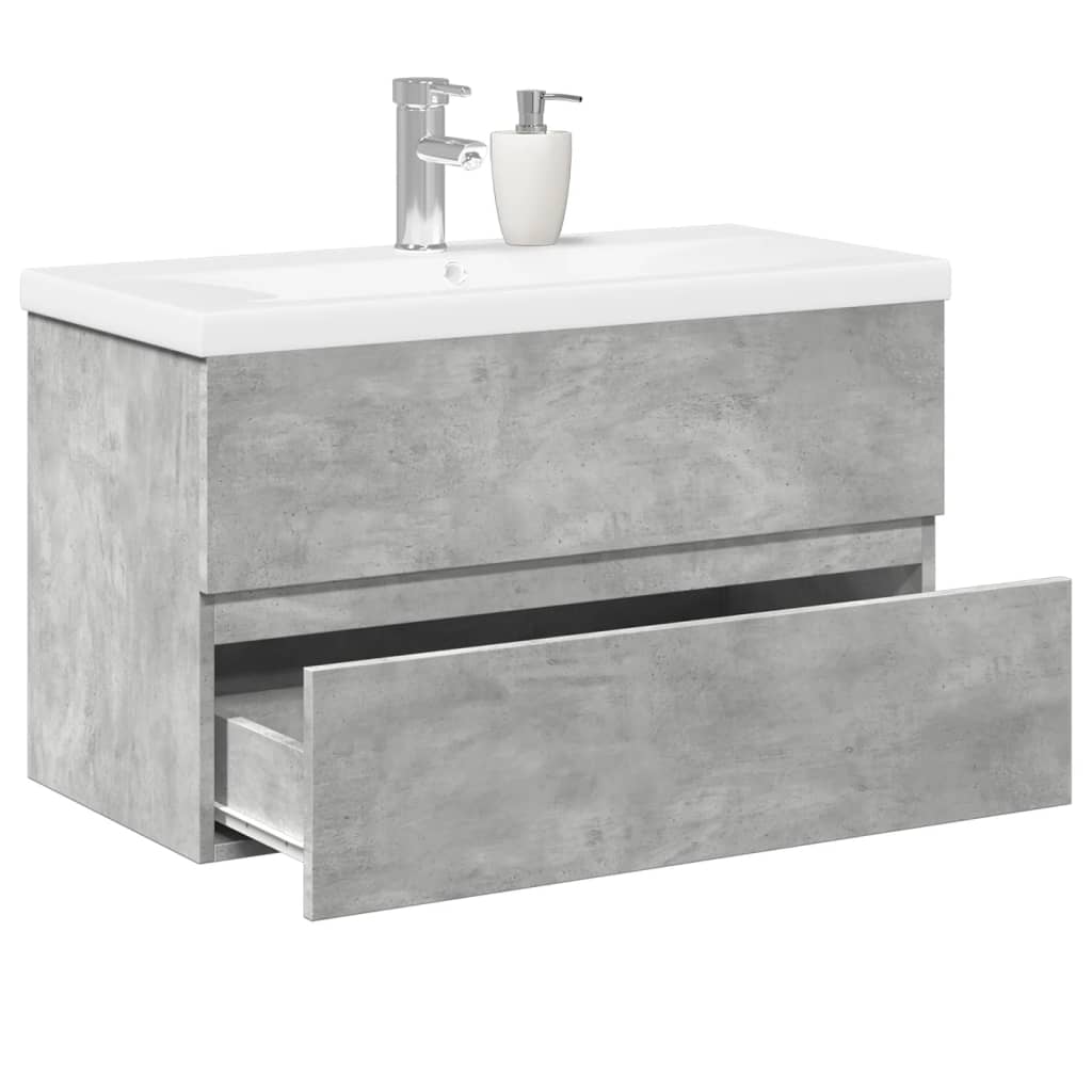 2 Piece Bathroom Furniture Set Concrete Grey Particleboard