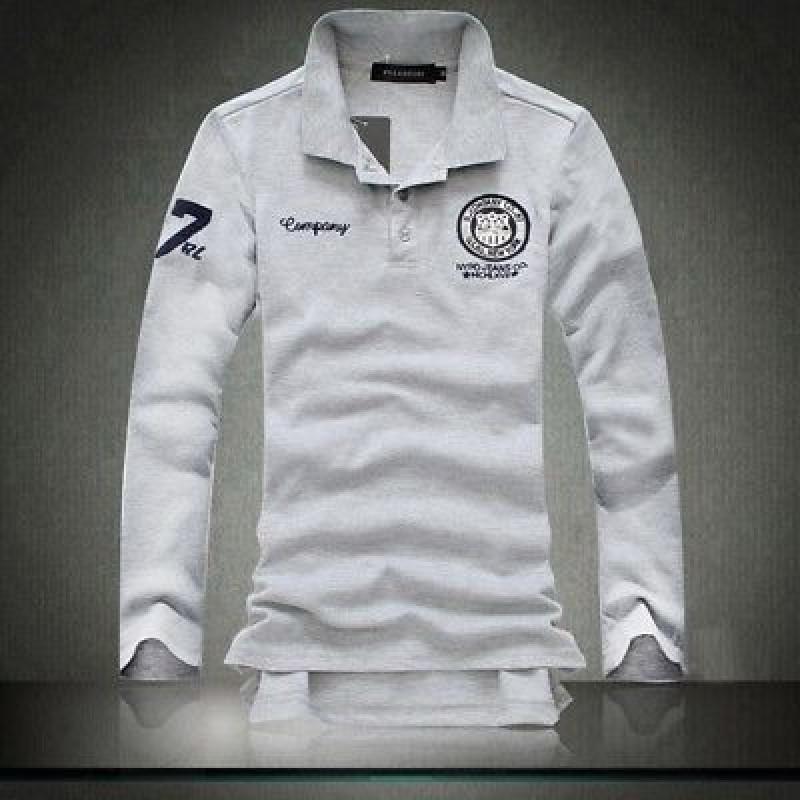 Men's New Fashion Slim Fit Long Sleeve Polo Shirt Casual Cotton Tee