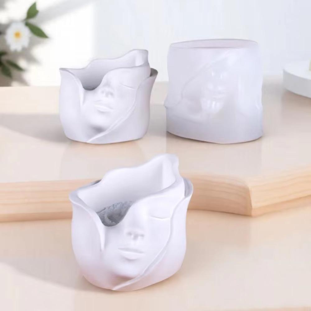 Unique Non-stick Face Planter Mold Heat Resistant Handmade Silicone Candy Mold Flexible DIY Flower Pot Mold Garden Decor
