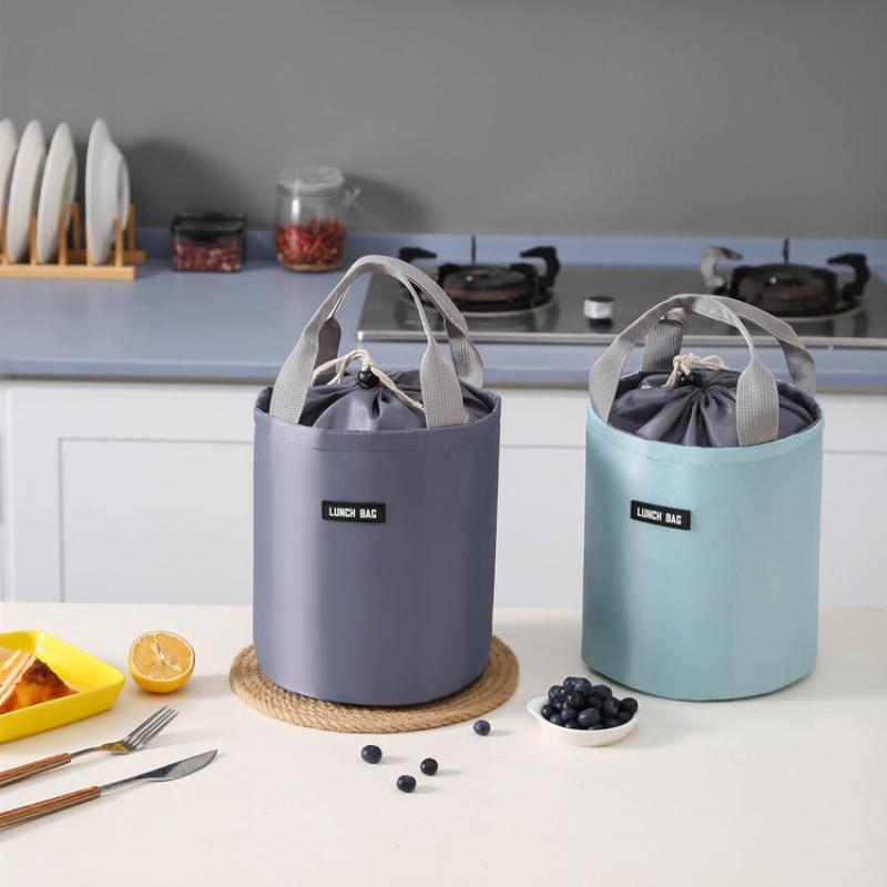 Cold Preserve Bento Bag Insulated Cylindrical Bring Meal Bags Student Office Round Lunch Box Bag Thermal Tote Bag Breast Milk Storage Bag