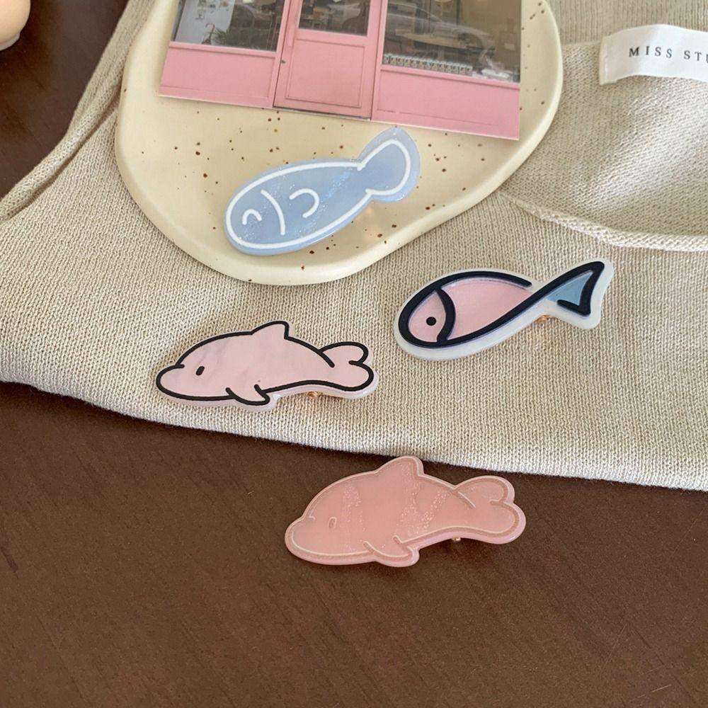 Y2k Animal Hair Clip Geometry Dolphin Barrettes Fashion Fish Bone Hairpin Kids