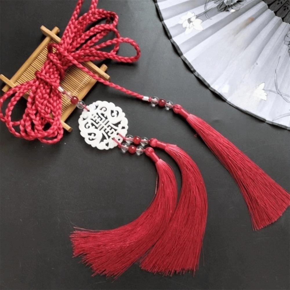 Traditional Pendant Waist Rope Chinese Style Braided Waist Sash Waist Cincher  for Men Women вино красного