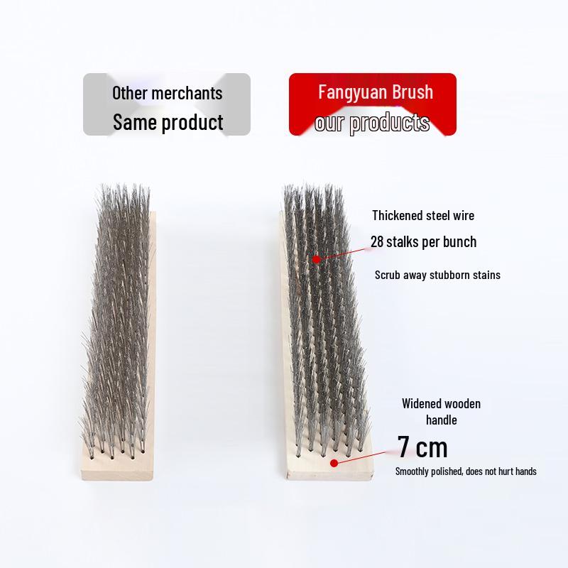 Stainless Steel Long-Handled Hard Bristle Floor Brush for Outdoor Cement Moss Cleaning