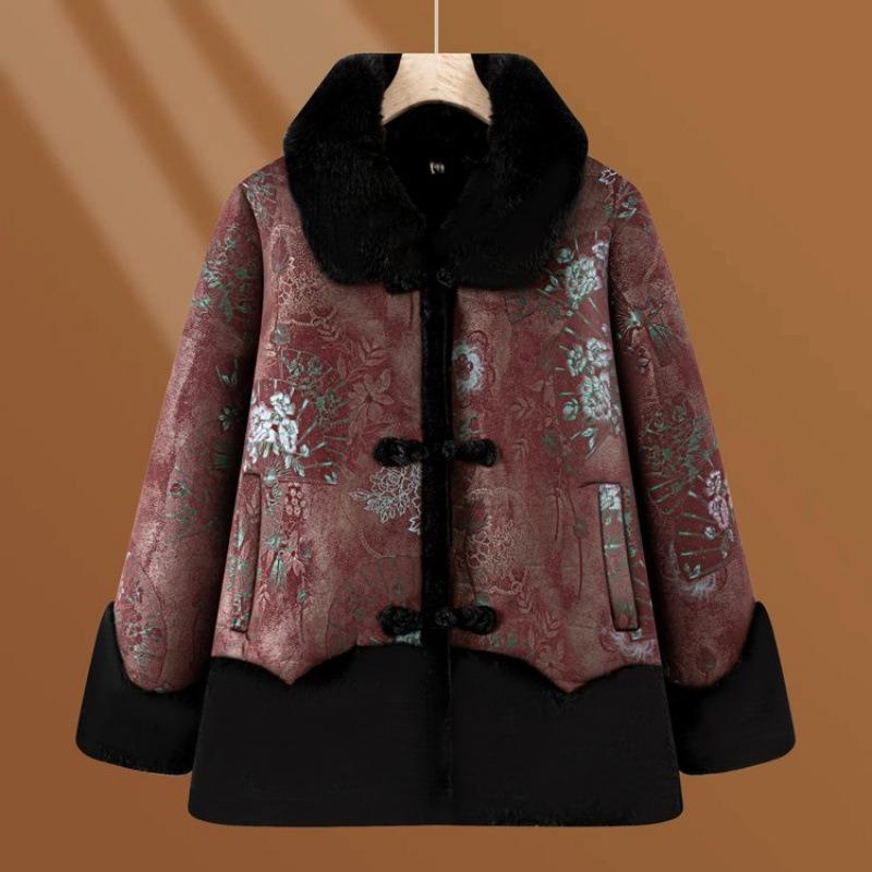 Winter women's fur integrated coat old lady winter new