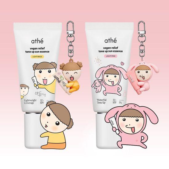 Athe Vegan Relief Tone-Up Sun Essence 50ml, 4 Colors (Beige/Pink)