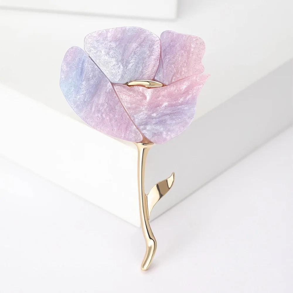 New Classic Acrylic Rose Brooches for Women Unisex Plant Flower Pins Casual Party Jewelry Accessories Gifts Friends Decoration