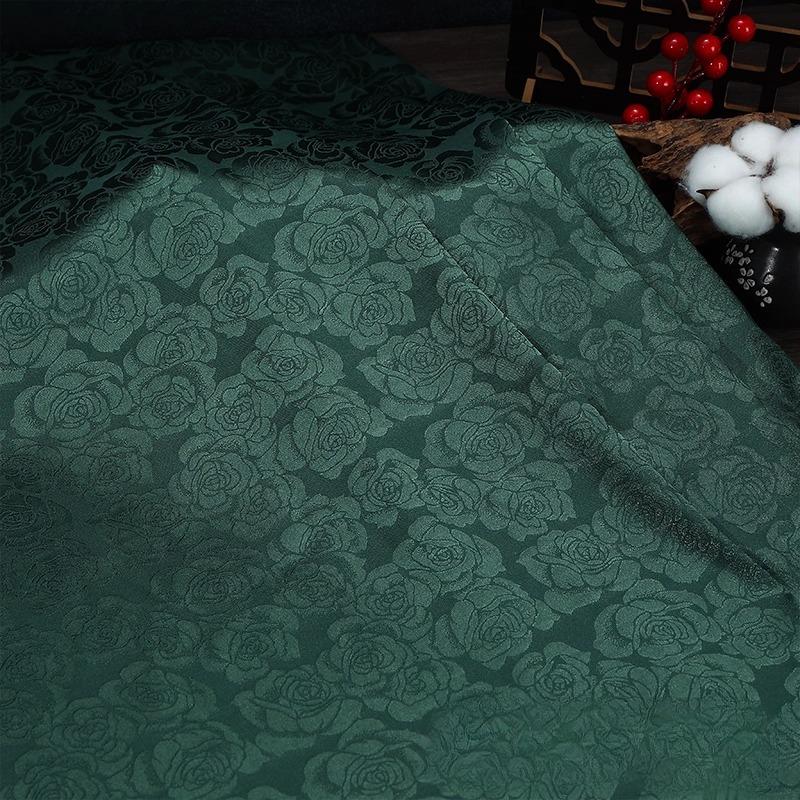 Wide 150cm Rose Jacquard Fabric for Needlework Cheongsam Dress Pajamas Costume Diy Sewing Soft Micro Elastic Cloth