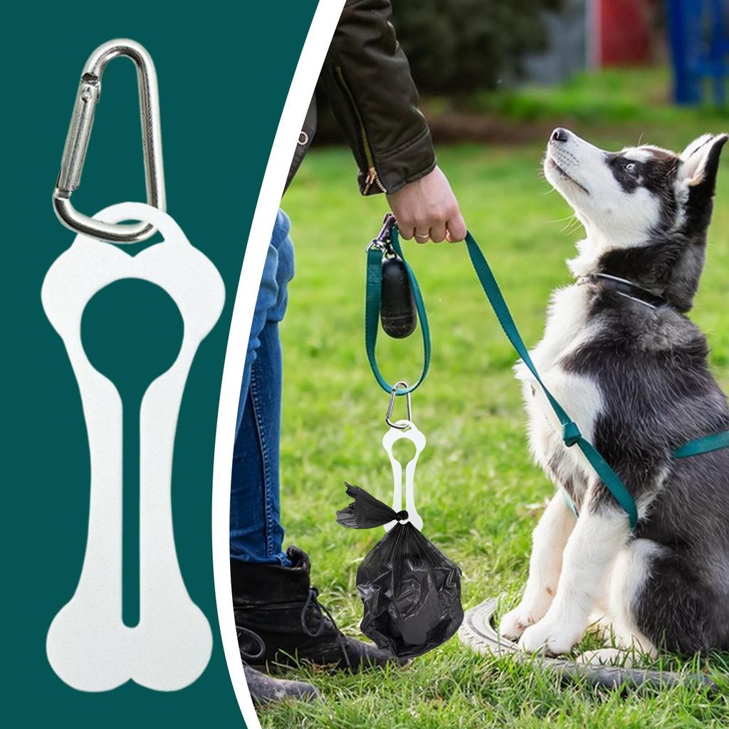 Poop Bag Clip Bone Shape Dog Poop Bag Hook Pet Carrying Supplies with Carabiner Portable Garbage Pouch Clip for Urban Travel
