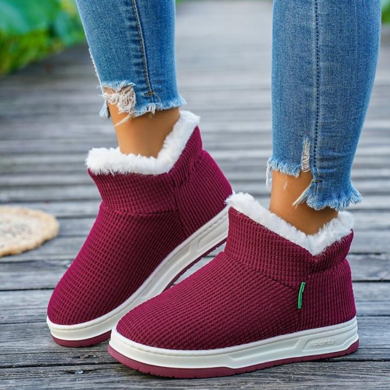Winter Cotton Shoes Snow Boots Warm Plus Fleece Thickened Wear-Resistant Home Flat Non-Slip Women's Shoes