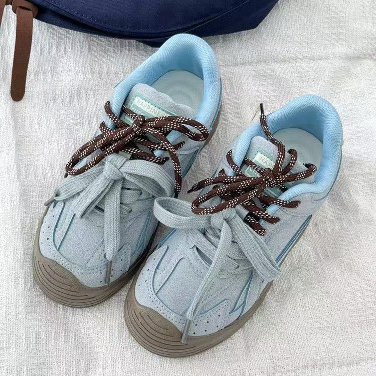 Niche thick baseplate shoes blue shoes autumn new retro Dexun casual shoes 35【foot length 22.5cm】 озеро синий