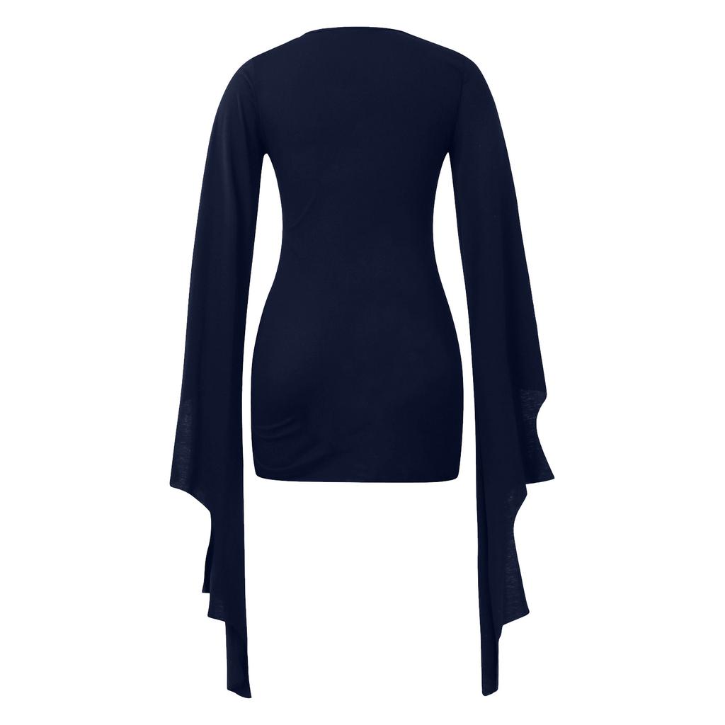 Halloween Dress Up Ladies Dress Halloween Women's Fall V Neck Color Sexy Slim Sleeve Dress