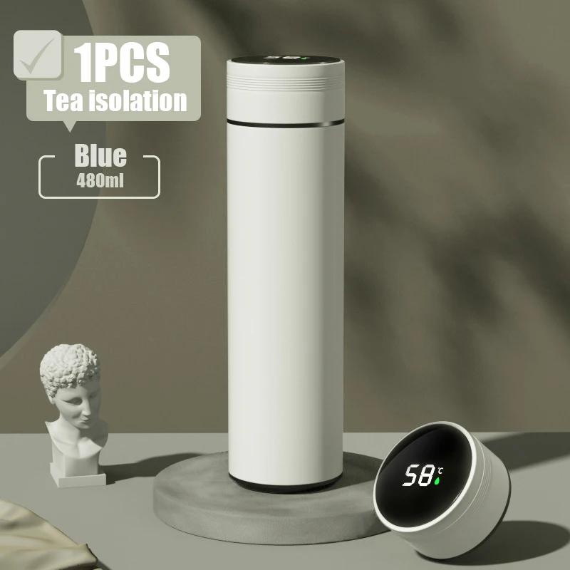 480ml chytrá termoska z nerezové oceli 304 s chytrým displejem teploty, vodotěsná, dvoustěnná vakuová termoska