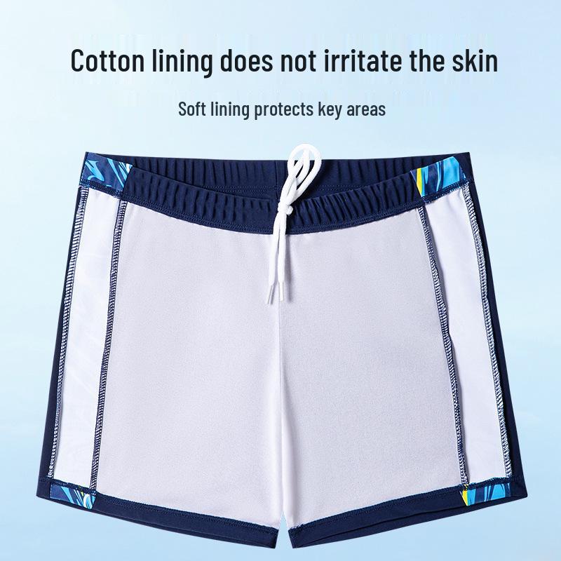 Kids' Cartoon Print Swim Set: Boys' Boxer Trunks & Cap