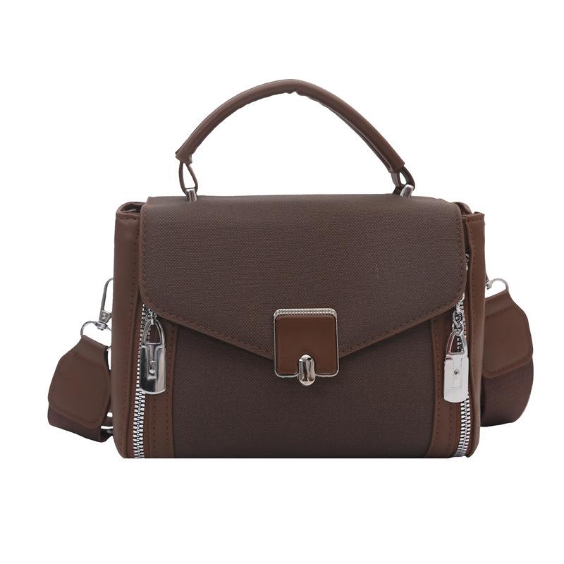 

New popular splicing bag women s retro shoulder women s bag niche highend portable foreignstyle messenger bag