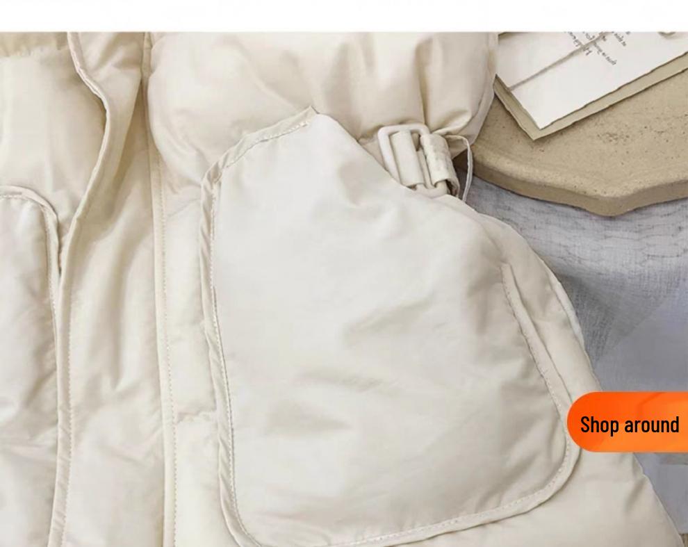 Women's Slimming Fashionable Stand-Up Collar Down Vest - Waist-Cinching Versatile Sleeveless Design for Autumn & Winter