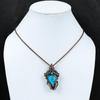 Irani Turquoise Gemstone Copper Wire Wrap Handmade Pendant Jewelry Gift For Love
