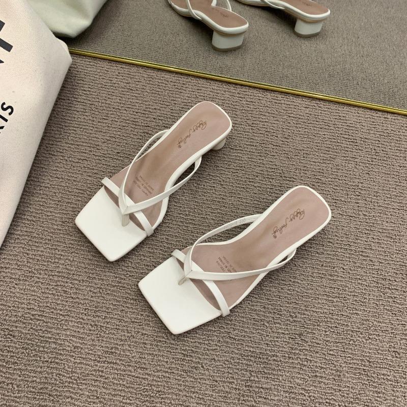 Fashion 2024 Summer Silvery Women Slippers Fashion Elegant Narrow Band Open Toe Slides Shoes Ladies Outdoor Dress High Heel