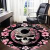 1pc Skull Flowers Office Round Area Rug, Indoor Mat Suitable For Office, Under Office Chairs Bedroom Living Room Home Decor, Room Deco