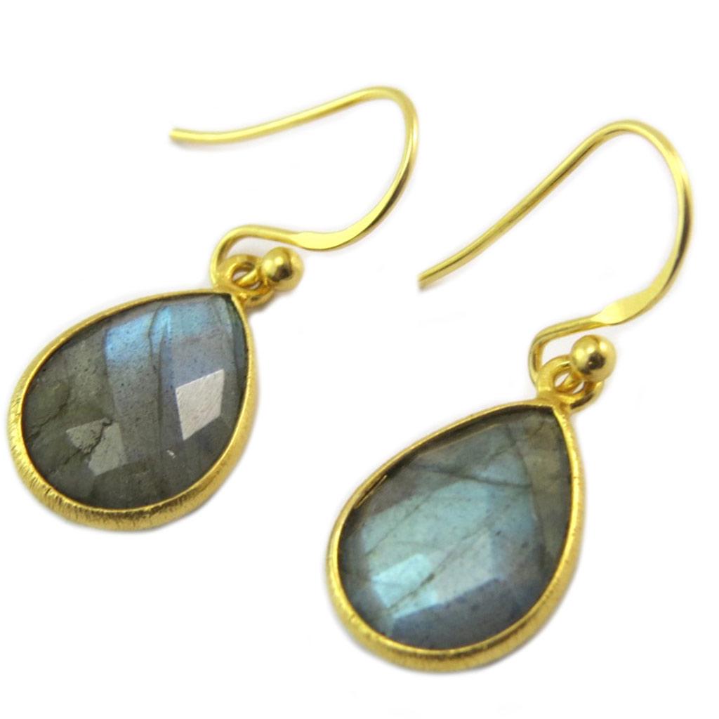 Les Trésors De Lily [P2578] - Golden Gray 'Minéralia' Silver Earrings (labradorite)