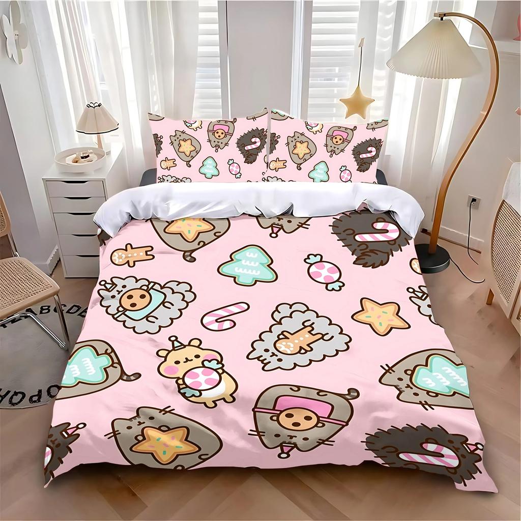 Copripiumino Federa Set Biancheria da Letto Cartone Animato Gatto Adulto Ragazzo Ragazza Decorazione Camera da Letto Bambini Singolo Matrimoniale Grande Taglia