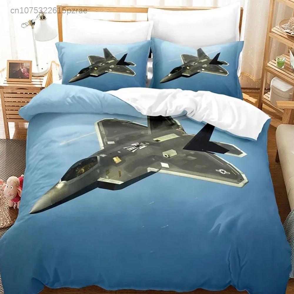 Fighter Fire King Queen Full Duvet Cover Cool Airplane Bedding Set Military Fans Quilt Cover Red Black Polyester Comforter Cover